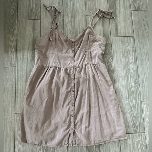 Aerie|Linen blend button down dress,back smocking & adjustable tie straps•••boho - Picture 7 of 13